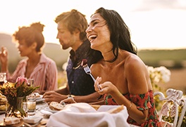 Woman enjoying a nice dinner