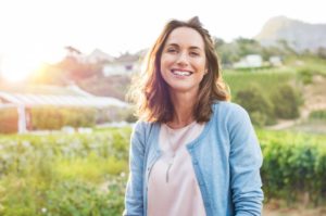 woman with dental implants