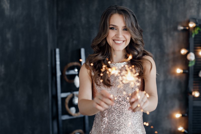 woman celebrating holidays