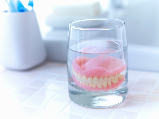 dentures soaking in cup overnight 